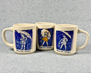 Bryan China Morton Salt 150th Anniversary Mug Set 3 Advertising Mugs Please Read